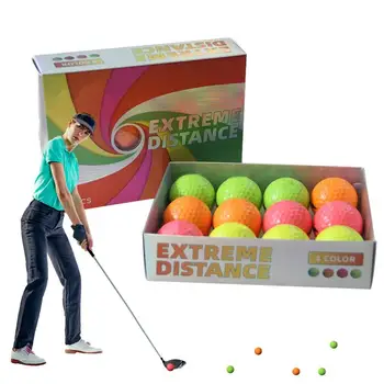 Топки за тренировка за голф 12бр Двуслойни цветни топки за голф с висок стандарт за практикуване на дизайн за голф професии