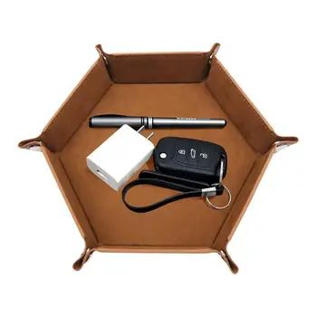 Кутия за зарове PU кожен държач и зарове подвижен мат шестоъгълник зарове тава и съхранение преносима дъска игра съхранение купи за семейство