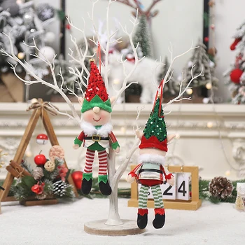 2PCS Коледа елф кукла Коледна украса Висящи висулка орнамент за Коледа Navidad Натал Ноел Нова година 2024
