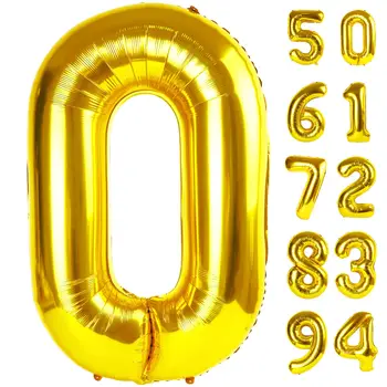 40 инча злато хелий Mylar фолио брой балони 0 до 9 Рожден ден Детски юбилейни парти декорации Консумативи