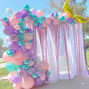 Русалка балон венец комплект русалка опашка лилаво сини балони русалка под морето парти декор момичета рожден ден парти бебе душ
