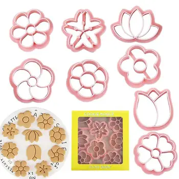 Форми за печене с форма на цвете Комплект от 8 реалистични форми за печене на цветя DIY форми Сладкарски помощни приспособления за бисквитки Фондан мека глина
