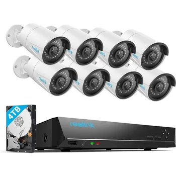 REOLINK 16CH 5MP система за домашна охранителна камера, 8pcs кабелни 5MP външни PoE IP камери с откриване на лични превозни средства