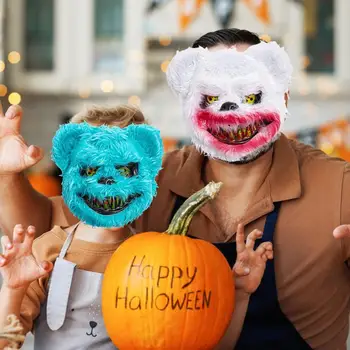 Хелоуин Кървава мечка лицето покритие кървава призрачен плюшени главата лицето покритие за Хелоуин маскаради парти косплей костюм подпори