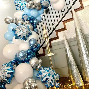 104 Метален син сребърен леден снежен балон алуминиево фолио снежинка балон подходящ за декорация на детски рожден ден Christm