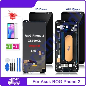 6.59'' Оригинален AMOLED за ASUS ROG Телефон 2 Phone2 Телефон II LCD дисплей сензорен екран с рамка за ASUS ZS660KL I001DA
