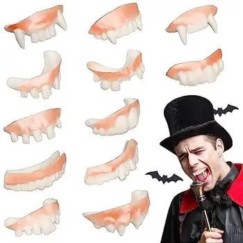 12PCS Вампир Фалшиви зъби Протези Скоби за уста Зомби зъби Хелоуин парти грим Cosplay Prop
