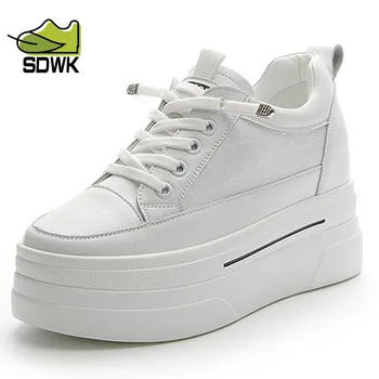 SDWK 7cm Нови дамски обувки за плосък хляб Ежедневни обувки пролет есен естествена кожа мрежа снаждане бели дамски спортни обувки AD3939