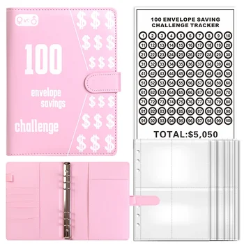 100 Предизвикателство за пликове Бюджетно свързващо вещество Спестовни предизвикателства Резервирайте лесен и забавен начин да спестите $ 5,050 Класьор с парични пликове