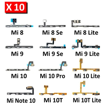 10Pcs/Lot, Включване на звука Страничен ключ Бутон Flex кабел за Xiaomi Mi 8 9 se 11 Lite / Mi 9T 10T 10 Забележка 10 11 Pro Lite