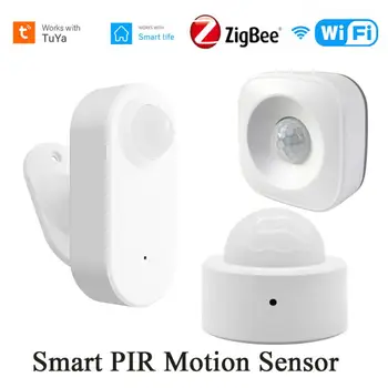 Tuya ZigBee / WiFi PIR сензор за движение Безжичен инфрачервен детектор за сигурност Алармен детектор за крадци с държач Smart Life APP Control