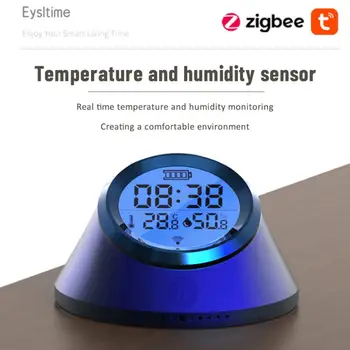 Zigbee Tuya Интелигентен сензор за температура и влажност Часовник с дисплей за подсветка на екрана Интелигентен домашен метър за температура и влажност