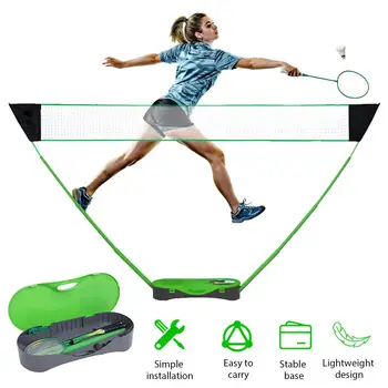 Portable бадминтон нетна комплект сгъваем волейбол тенис мрежа с бадминтон ракета стойка за открито двор