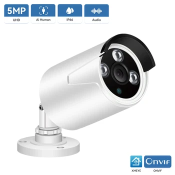 Hamrolte H.265 Аудио сигурност IP камера 5MP ONVIF Външна водоустойчива AI Откриване на движение XMEye Cloud Video Home Surveillance