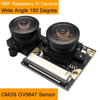 Raspberry Pi камера 180 градуса OV5647 сензор 5MP камери модул широкоъгълен 15cm FPC дължина за Pi 4 модел B 3B + 3B нула 2 W 1.3