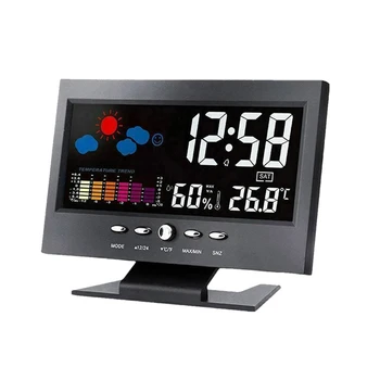 Електронен цифров LCD монитор за температура на влажността Часовник Термометър Вътрешен дом Прогноза за времето Календар Будилник