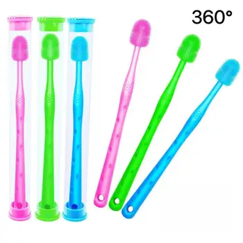 Pet Cat Toothbrush Super Soft Silicone Bristles Tooth Brush Oral Cleaning & Cat Face Blackhead Cleaning Cat Acne Brush