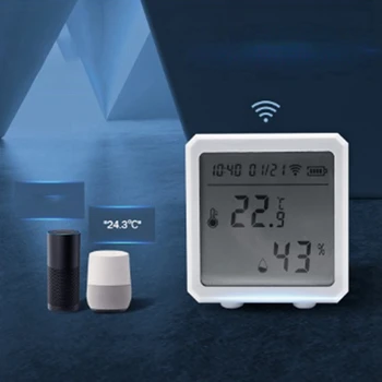 Tuya WIFI сензор за температура и влажност LCD дисплей вътрешен хигрометър детектор сензор Интелигентен живот App Поддръжка Alexa Google Home