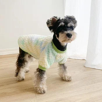 Дрехи за кучета Руно кученце пуловер вратовръзка боя куче дрехи зимни топли двукраки дрехи за малки средни кучета пижама домашни любимци