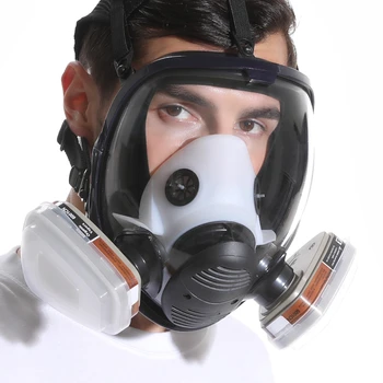 Химическа пълна газова маска 6800 7 в 1 газова маска Прах респиратор боя инсектицид спрей силиконов пълен филтър за лице заваряване
