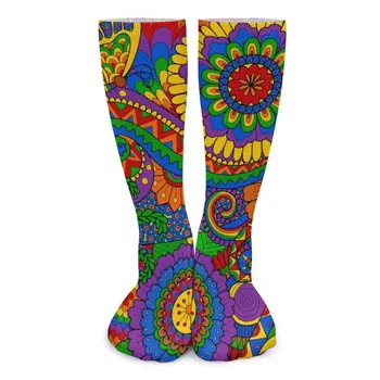 Happy Hippy флорални чорапи психеделичен рейнбов печат Kawaii чорапи есен против плъзгане момичета чорапи дишаща скейтборд чорапи