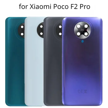 Заден капак за Xiaomi Poco F2 Pro Капак на батерията Стъклен панел Корпус на задната врата Калъф с подмяна на обектива на камерата