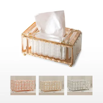 Tissue Box Crystal Glass Декорация за дома Кутии за съхранение Проста луксозна декорация Стелажи за съхранение Декорация Хартиена кърпа
