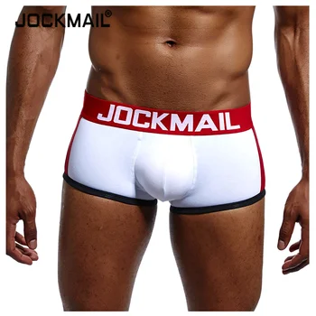 Jockmail марка секси мъже бельо пенис боксер натиснете нагоре боксерки хип-нагоре задника повдигач мъжки пакет подобряване подплатени багажника гей