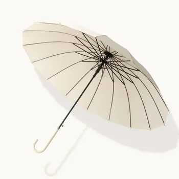 Реколта елегантен чадър бял пътуване слънцезащита преносим елегантен чадър ходене бастун лято Парагвай домашно обзавеждане