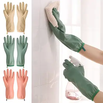 Гумени/латексови почистващи ръкавици Трайни плюшени сгъстяващи се домашни ръкавици Водоустойчиви меки ръкавици за миене на съдове