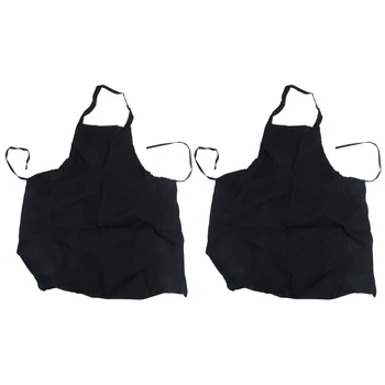24 Pack Bib Престилка - Унисекс черна престилка насипни с 2 просторни джобове машинно пране за кухненски занаяти барбекю рисунка