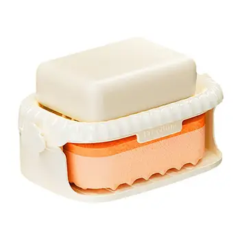 Стенен двуслоен сапунерка без удар чекмедже източване притежател кухненска гъба кутия за съхранение баня организатор