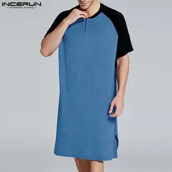 Стилен стил на свободното време Мъжки Slepp халати INCERUN Нощни ризи с къс ръкав Свободно удобно меко спално облекло Loungewear S-5XL 2023