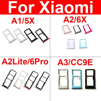 Sim карта тава гнездо за Xiaomi Mi A1 A2 Lite A3 5X 6X CC9e Redmi 6 Pro Sim Micro четец карта адаптери притежателя ремонт части