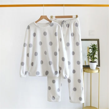 2021 Нови дебели пижама панталони комплекти Жените есен зима топло голям размер хлабав корал кадифе спално облекло две части спално облекло пижами