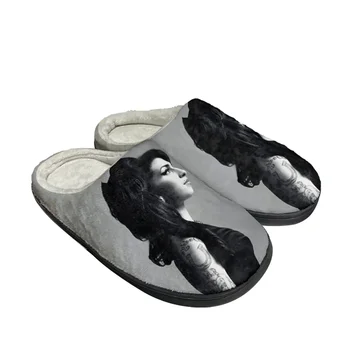 Amy Winehouse Singer Fashion Home Cotton Custom Slippers Mens Womens Sandals Plush Bedroom Casual Keep Warm Shoe Thermal Slipper