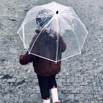 Висококачествен PVC детски прозрачен чадър карикатура Sun Fower деца дъга точка открит пътуване за многократна употреба водоустойчив чадър