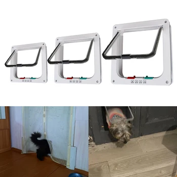 Cat Puppy Safety Gate For Dog Cat Kitten Small Pet Supplies Dog Cat Flap Door With 4 Way Lock Security Flap Door ABS Plastic