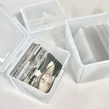 1 компютър фотокарти кутия за съхранение прозрачни стикери Корея идол карта притежателя бюро съхранение организатор класификация кутия канцеларски