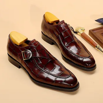 Ретро черни мъже мокасини Pu кожа квадратни пръсти приплъзване на бизнес мъжки официални обувки ръчно изработени рокля обувки размер 38-48 мъжки обувки