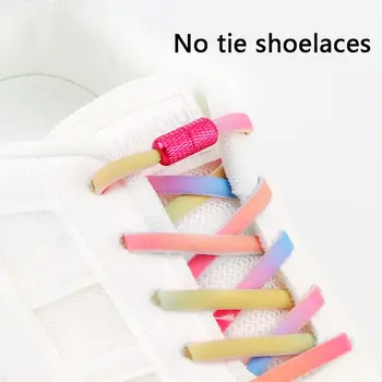 1Pair No Tie Връзки за обувки Алуминиева капсула за заключване за деца Възрастни еластични дантели за маратонки Цветни кръгли катарами обувки аксесоари