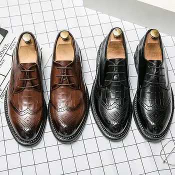 Пролет и есен Мъжки обувки Ниско работно облекло Мартин Модни обувки Британски див бизнес Официални ежедневни кожени обувки Мъжка работа