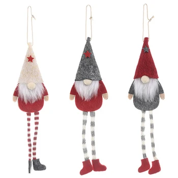 3 пакет Коледа безличен дълъг крак гном Дядо Коледа дърво висящи капка орнамент кукла декорации за дома висулка