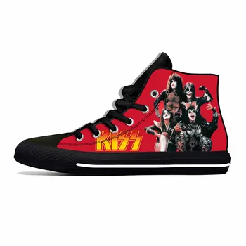 Heavy Metal Rock Band Music Singer Kiss Fashion Casual Cloth Shoes High Top Lightweight Breathable 3D Print Men Women Sneakers