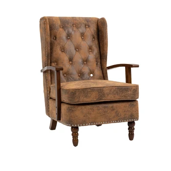 Кресло с дървена рамка, модерен акцент стол шезлонг за хол