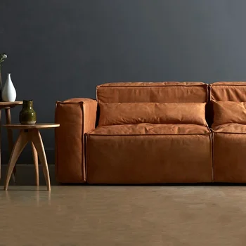 QS4 Американски лек луксозен ретро домашен бар технология кожа луксозен диван на едро малък апартамент