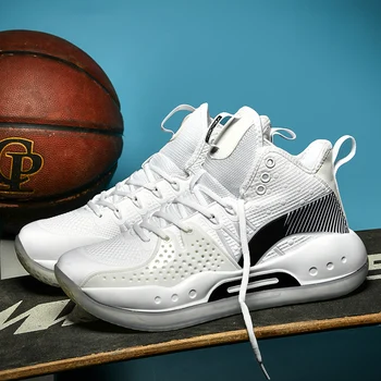  Висококачествени удобни дишащи мъжки баскетболни обувки Пролетни мъжки спортни обувки Мода против хлъзгане гумена подметка Мъжки маратонки