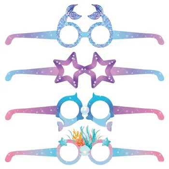 Русалка тема декор морски морски звезда русалка хартиени очила под морето парти доставки Честит рожден ден парти подаръци деца полза