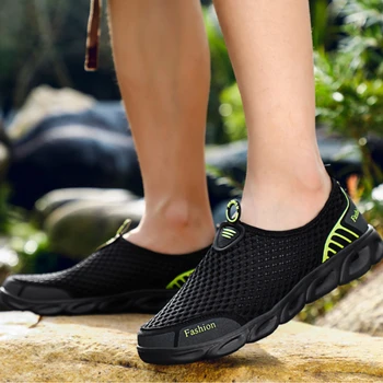 Открит двойка дишаща окото туристически обувки мода светлина приплъзване на ежедневни обувки за мъже и жени платформа газене обувки маратонки