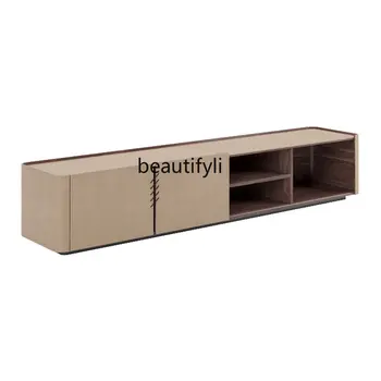 Черен орех TV кабинет седло кожа каменна плоча модерен минималистичен италиански светлина луксозен дизайнер творчески мебели